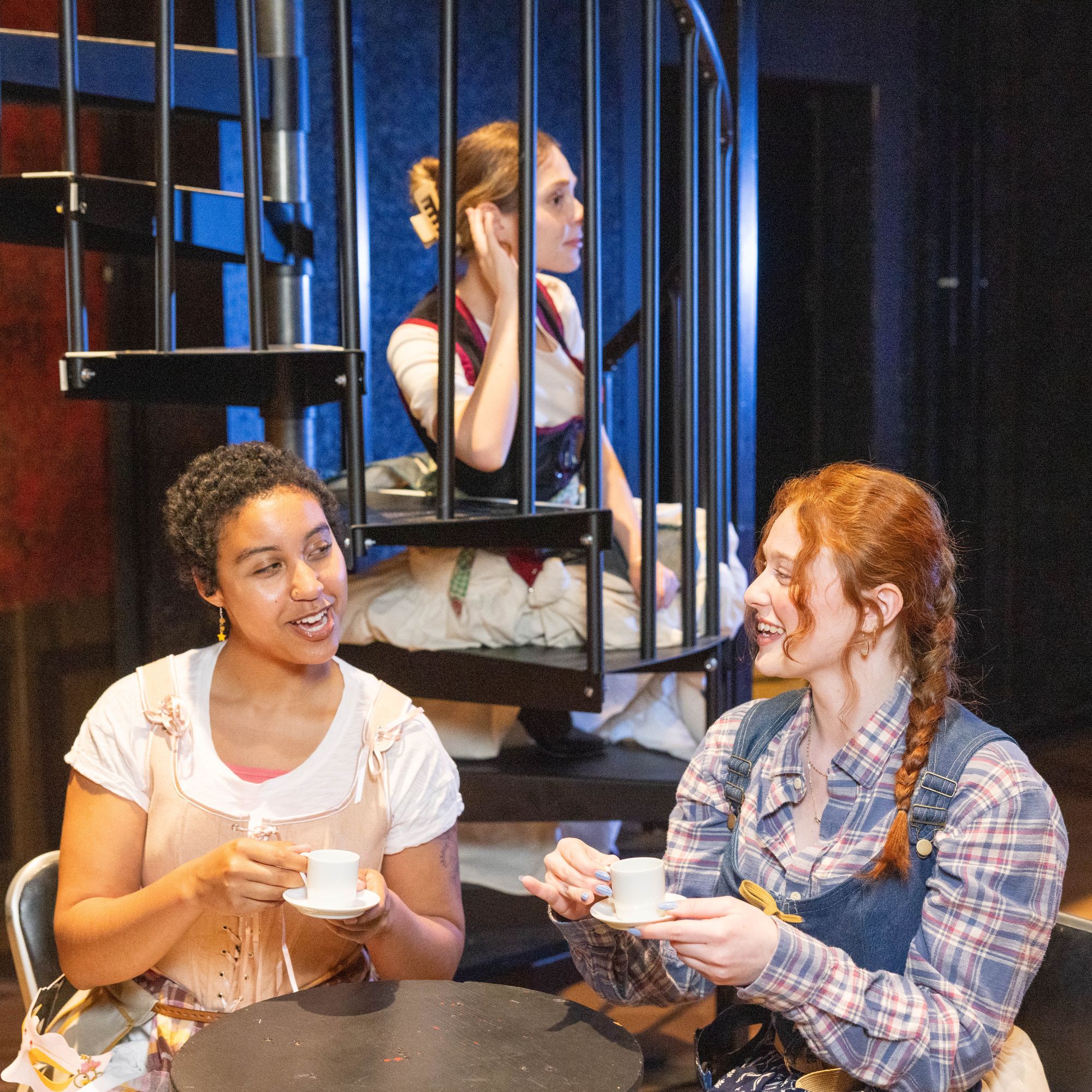 Three actors rehearse for 'The Country Wife'